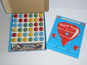 Royal Tops Wood Toy Fast Spinners 5 Cents 36 with Cords Dime Counter Display NOB - Picture 1 of 10