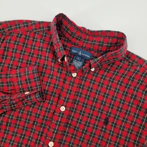 Ralph Lauren Boys L Red Plaid Long Sleeve Button Down Shirt Classic Fit - Picture 1 of 7