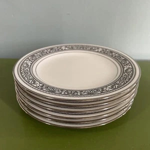 Set of 6 NORITAKE China Prelude Ivory/Black/Silver 6.5" Bread Plates Japan - Picture 1 of 8