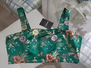 Forever 21 Woven Green Asian oriental Crop Top med nwt - Picture 1 of 8