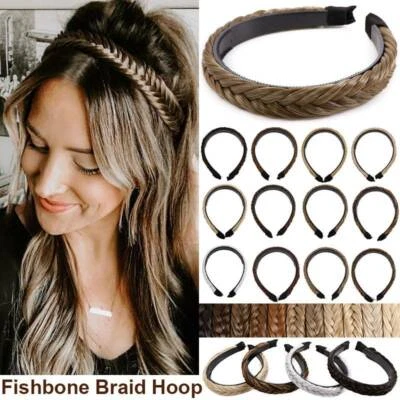 Real as Human Hair Band Thick Plaited Chunky Braided Headband Hair Hoop Extensio - Image 1 of 4