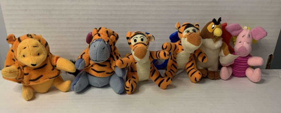Tigger Movie SET OF 6 Plush BACKPACK CLIPS Pooh McDonalds Stuffed Clip On Toys - Image 1 of 4