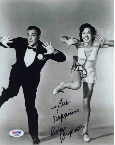 DEBBIE REYNOLDS HAND SIGNED 8x10 PHOTO      WITH GENE KELLY      TO BOB     PSA Cover