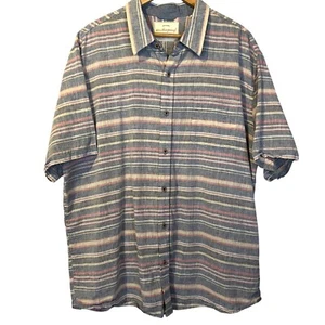 Weatherproof Vintage Short Sleeve Linen Striped Button Up Shirt XXL Coastal - Picture 1 of 6