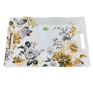 Michel Design Works Gardenia Floral Serveware Large Serving Tray with Handles - Picture 1 of 2