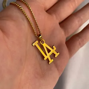 NEW MLB Los Angeles LA Dodgers Gold Team Pendant Logo Necklace 20" Chain Lobster - Picture 1 of 7