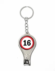 16th Birthday Road Sign 3-In-1 Nail Clipper Bottle Opener Keyring Gift R87 - Picture 1 of 2