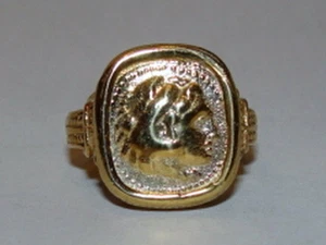 14 kt Gold Vermeil Sterling Silver Alexander the Great Etruscan Style Cameo - Picture 1 of 5