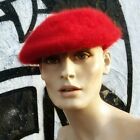 Vintage Red Angora Flat Cap Peak Hat Beret Style Unworn