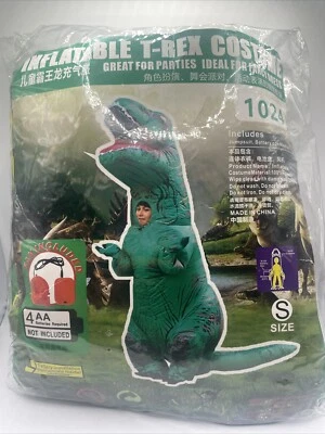 Disfraz de dinosaurio Trex inflable para niños niños Jurásico inflable pequeño verde Foto 1 de 4