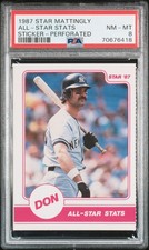 1987 STAR MATTINGLY STICKERS ALL-STAR STATS PERFORATED - PSA 8