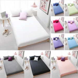 ALL SIZE POLY COTTON 2-3 PIECE FITTED SHEET BEDDING SET PILLOWCASE-NO FLAT SHEET - Picture 1 of 17