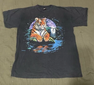 Vintage Habitat Tiger Shirt Galaxy Stars Waterfall Graphic 90s Size L - Picture 1 of 8