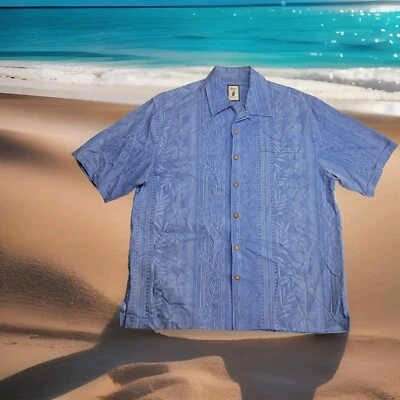 Camisa Jamaicana Jaxx Para Hombres Grande Azul Abotonada Seda Hawaiana Informal Foto 1 de 4