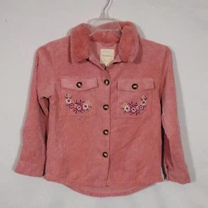 NWT btween Mauve Glow Corduroy Shacket With Floral Embroidery Girls Size 7/8 - Picture 1 of 8