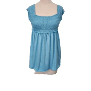 Tart Intimates Sleepwear PJ Top Size S Smocked Stretch Comfy Soft Lounge Blue - Picture 1 of 12