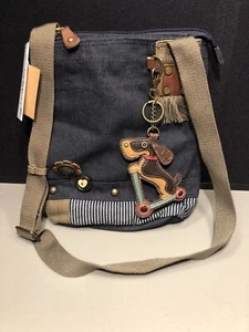 NEW Chala 903WS1 Denim Messenger Bag With Puppy Dog Accessory - Bild 1 von 5