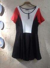 M&S Collection UK 16 PETITE Black Mix Skater Dress 👗 Block Colours 🎁RRP£39🏷