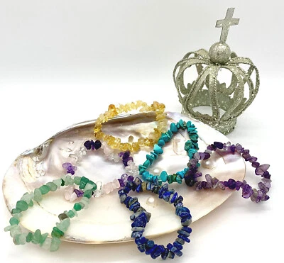 Edelstein Splitterarmband Steinarmband Armband Schmuck Heilstein Kristall - Bild 1 von 2