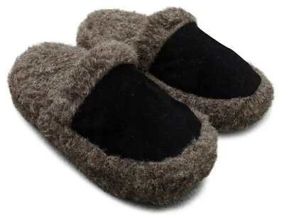 HANDARBEIT Hüttenschuhe, Hausschuhe Pantoffeln aus 100% Schafwolle, Lammwolle, Leder Sohle