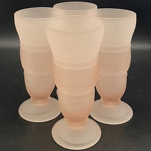 Indiana Glass Frosted Pink 4 Piece Parfait Ice Cream Glasses c1970s USA 6.75 "t - Picture 1 of 10