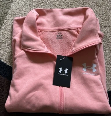 Under Armour Womens Orange Rival 1/2 Zip Long Sleeve Sweatshirt Size L  NWT $70 - Image 1 of 4