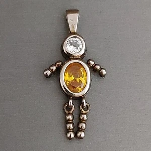 NF 925 Sterling Silver Birthstone BOY Pendant Yellow Citrine November Oval 1.25” - Picture 1 of 5