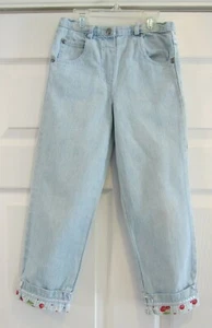 "New Legends" Cherry Blossom Trimmed Jeans - GIrls Size 5 - Picture 1 of 6