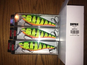 Rapala Super Shad Rap SSR14= 3 FIRE PERCH COLORED Pike Musky Big Game Lure - Picture 1 of 1