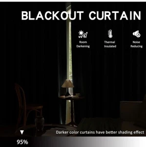 Blackout Curtain Drape 52" x 63" W/Tieback Thermal Insulated 1 Panel Navy Blue - Picture 1 of 6