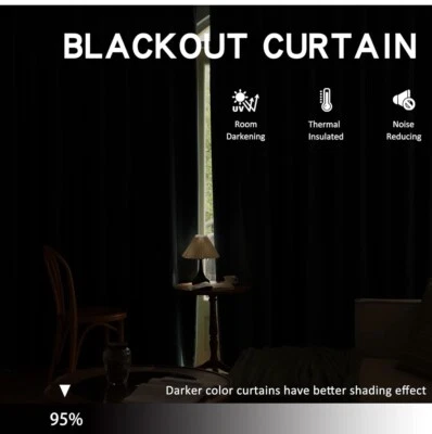 Blackout Curtain Drape 52" x 63" W/Tieback Thermal Insulated 1 Panel Navy Blue - Image 1 of 4