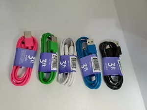 3FT Type USB-C to USB-A Fast Charge Cable Cord Charging Sync(5 packs) - Picture 1 of 3