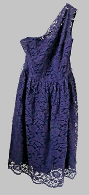 TEVOLIO Lace One Shoulder Dress Sz 8 Dark Purple - Image 1 of 4