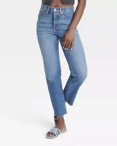 NWT Women's Universal Thread Size 6 Mid Rise 80s Slim Fit Ankle Jeans Raw Edge - Picture 1 of 10