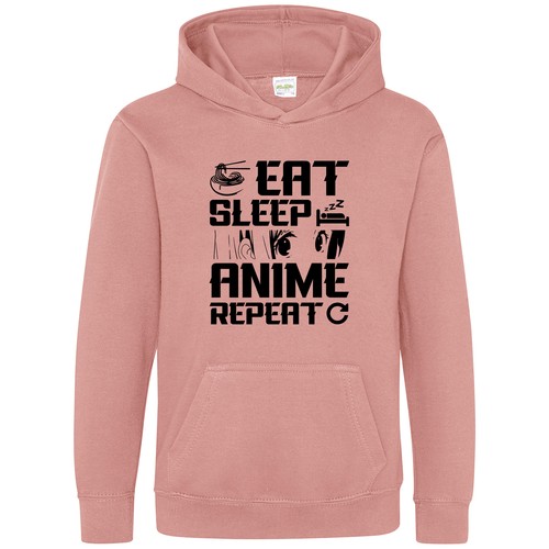 VETEMENTS Eat Sleep Anime Repeat Kids Hoodie Birthday noodles bed redo sign funny