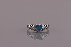 WHEELER Sterling Silver Blue Crushed Turquoise Heart Band Ring 925 Sz: 4 - Imagen 1 de 8
