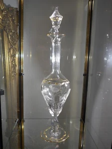 MOSER Karlsbad Karaffe "Paula Gold Rim" Kristallglas Vergoldung - Picture 1 of 14