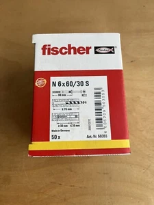 Fischer hammer fixings Countersunk Head Set 50 Pieces Bits N6x60/30S - Picture 1 of 4