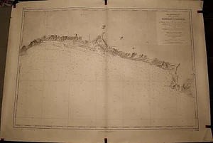 ANCIENNE CARTE HYDROGRAPHIQUE MARINE D ARENZANO A PORTOFINO ITALIE 105 x 75 cm - Photo 1/2