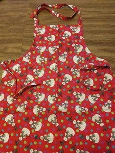 Christmas Cooking Baking Snowman Childs Unisex Apron. Red Background - Picture 1 of 2