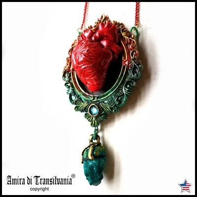 Talismán Mágico Amor de la Suerte Amuleto Realista Corazón Colgante Dije Joyería Piedra Joya Foto 1 de 4