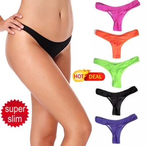 Women Bikini Triangle Thong Bottom G-Cheeky Ruched Swimwear Casual Underwear NSS - Picture 1 of 16
