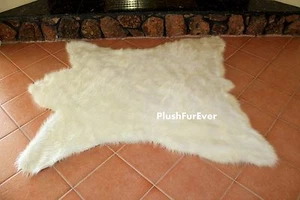 White Polar Bear Rug Faux Fur Suede Back 5' x 6' - Picture 1 of 4