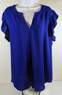 Zenana Women's Plus Size Woven Airflow Ruffled Sleeve High-Low Top 3X - Image 1 of 4