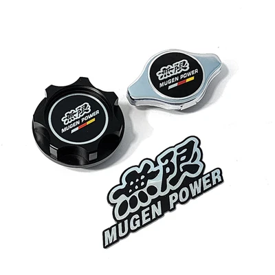 RADIATOR CAP + OIL CAP FOR MUGEN INTEGRA RSX CIVIC EG6 EK9 ACCORD SI CRV SIR BK - Image 1 of 4