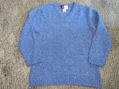 Suéter Jennifer Moore Azul Claro Arrugado Cuello en V Manga 3/4 Foto 1 de 4