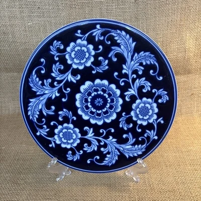 Plato caliente trivet mandarina redondo azul y blanco Pier 1 importación 8 1/4 pulgadas Foto 1 de 4