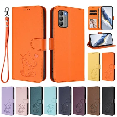 Case for Nokia G21 G400 C32 G42 G22 Solid Color Embossed Wallet Case Phone Cover - Image 1 of 4