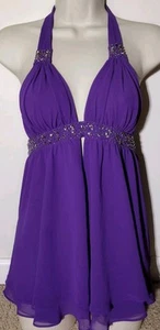 Victoria’s Secret Lingerie Silky Vtg Y2K Mini Halter Glass Beads Purple Sz XS - Picture 1 of 6