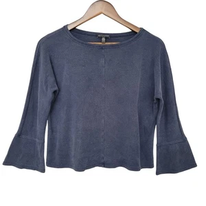Eileen Fisher Petite Damenoberteil Glockenärmel Größe PM dunkelblau Freizeit weich - Bild 1 von 6
